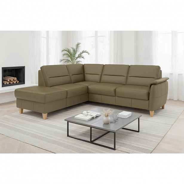 Sit & More ROHOVÁ SEDAČKA, textil, kůže, olivově zelená