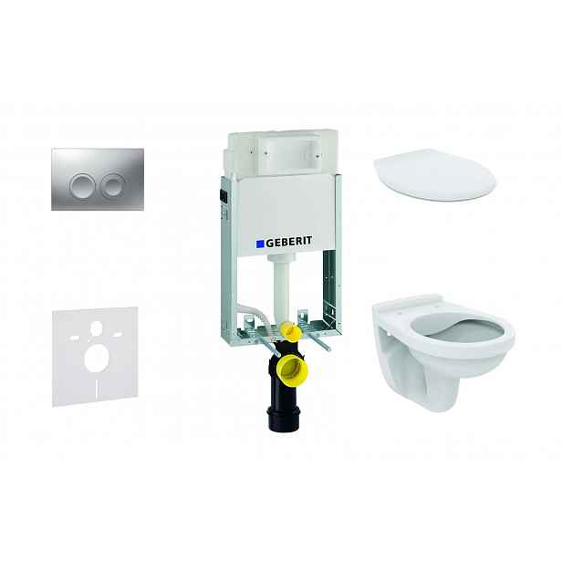 Geberit Kombifix - Set předstěnové instalace, klozet Alpha se sedátkem, tlačítko Delta21, matný chrom 110.100.00.1 NR3