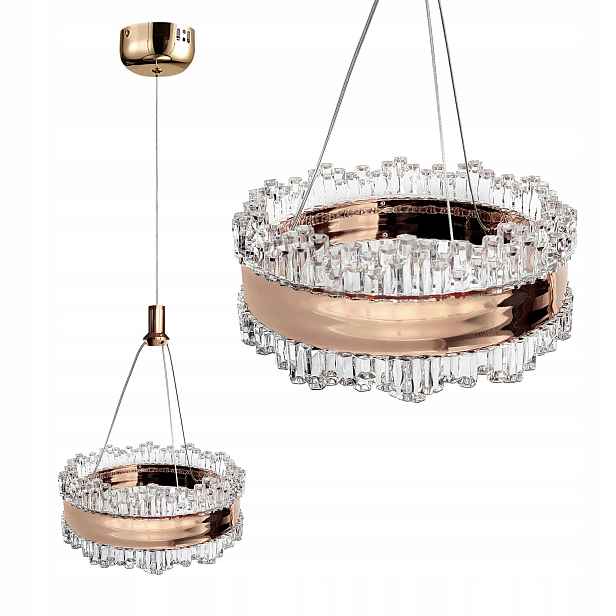 Led Křišťálová Závěsná Lampa LHJ099-CP Zlatá Měď