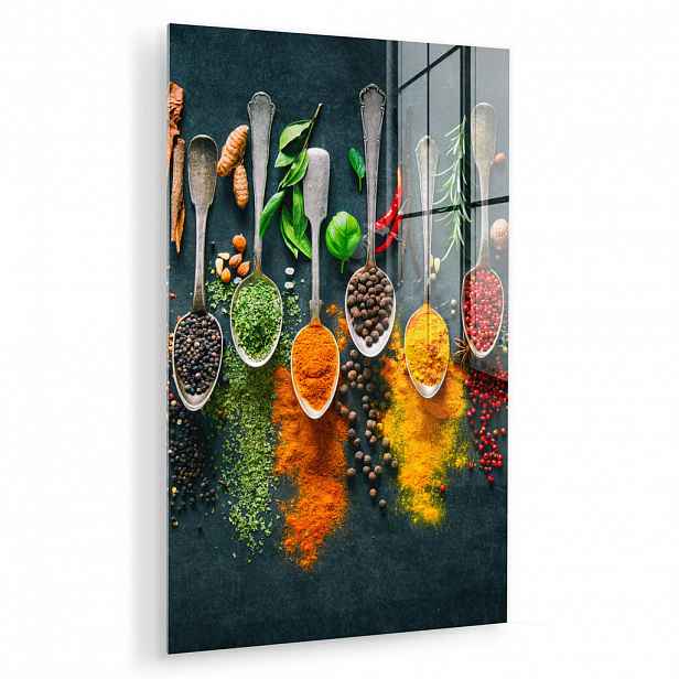 MuchoWow OBRAZ NA AKRYLOVÉM SKLE Bylinky - koření - lžíce 60x90 cm
