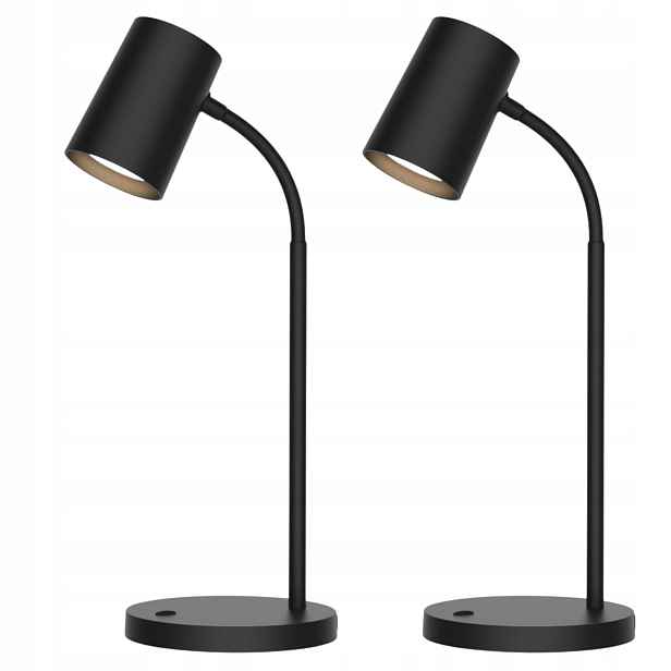 Sada 2 x Moderní černá stolní lampa 1xGU10 9W do kanceláře Felix Polux