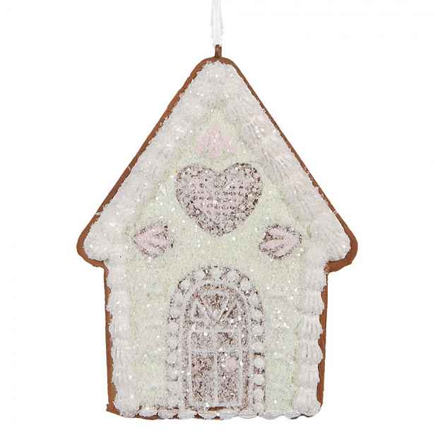 Závěsná dekorace zelená perníková chaloupka Frosted Ginger - 8*1*10 cm Clayre & Eef