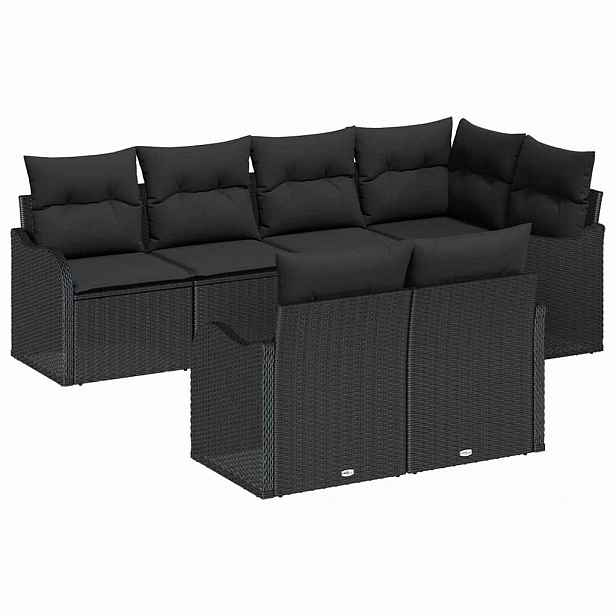 vidaXL Sada zahradních pohovek 7 ks Černá Poly ratan