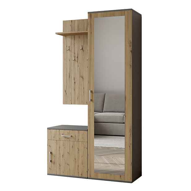 MASSENO MODERNÍ PŘEDSÍŇOVÁ SESTAVA VENTO, 100/180,5/35 cm, šedá