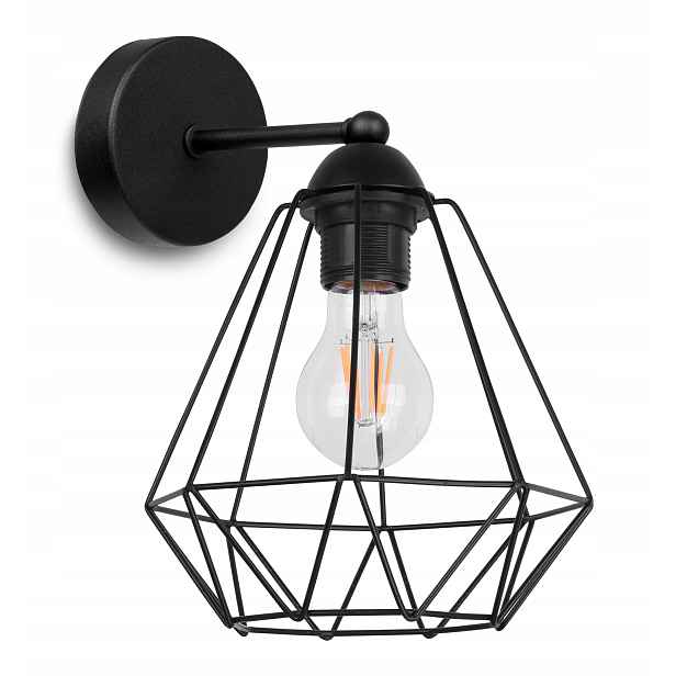 Elegantní Nástěnná Lampa Retro Drátěná Černá Loft