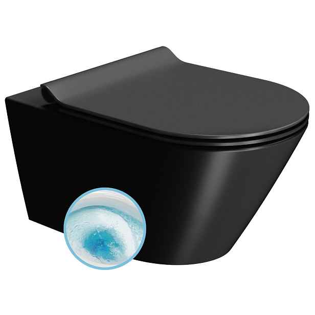 GSI KUBE X závěsná WC mísa, GeniusFlush, 36x55cm, černá dual-mat