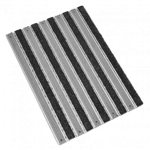 Hliníková stěrka Šedý kartáč Černá Ryps Vnitřní 22 mm 60x43 cm