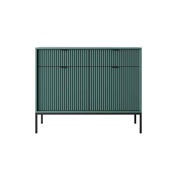 Piaski Komoda Nova 104 cm se zásuvkami zelená/černé úchytky a černý rám