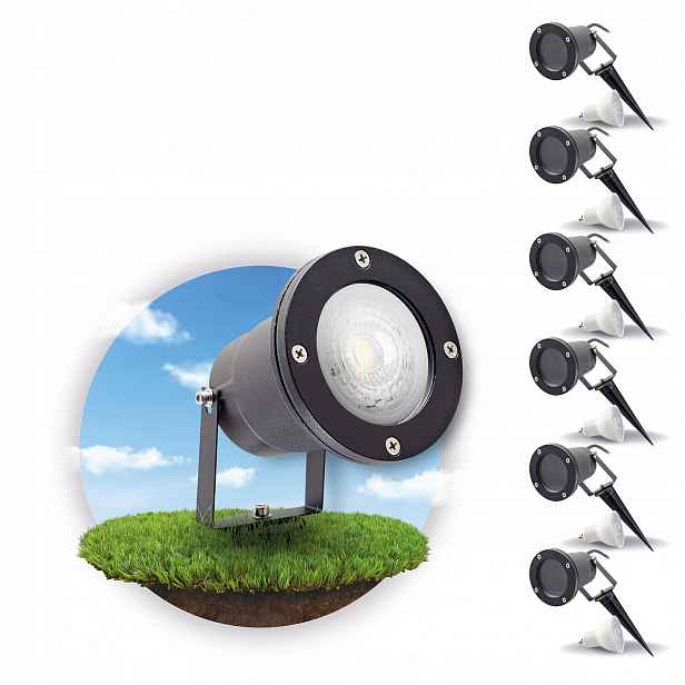 Set 6x zahradní lampa Porto 6x žárovka GU10 3W premium Teplá Bílá