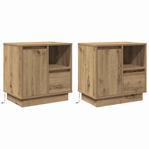 vidaXL Noční skříňka 2 ks Artisanový dub 50 x 34,5 x 50 cm.