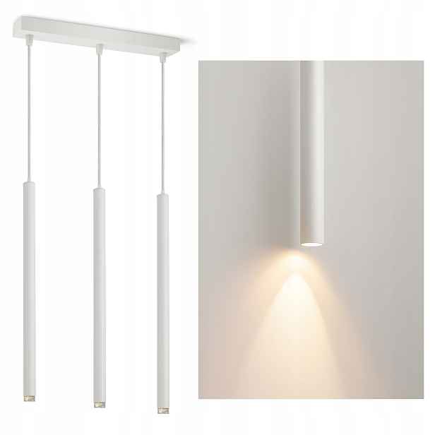 Závěsná stropní lampa Laser Sopel Tuba 854-BZ3 Bílá G9 3-bodová Led