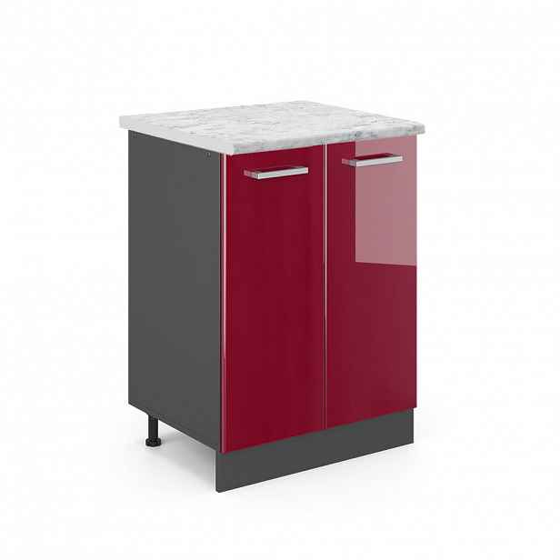 Vicco SPODNÍ SKŘÍŇKA KUCHYŇSKÉ LINKY R-Line Červená vysoký lesk 60 cm PD Mramor