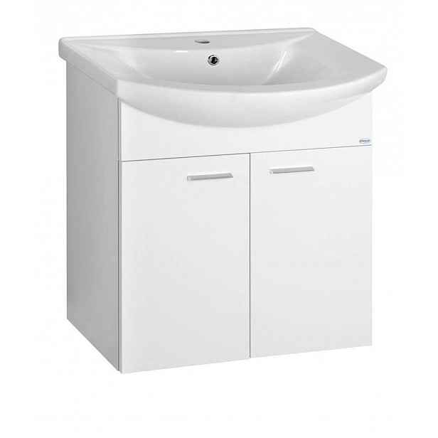Aqualine Zoja - Umyvadlová skříňka 62x74x32 cm, 2 dvířka, bílá 51063