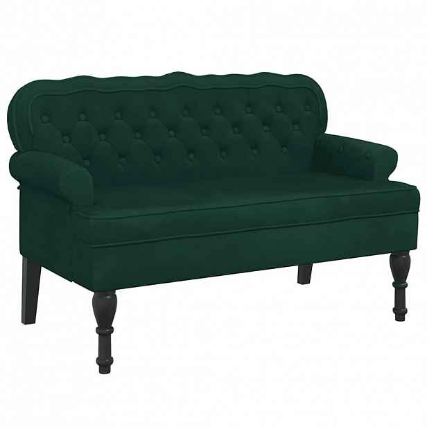 vidaXL Lavice s opěradlem tmavě zelená 119,5 x 64,5 x 75 cm samet