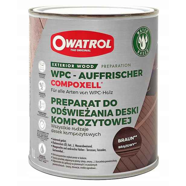 Owatrol Compoxell ochrana kompozitních desek obnovuje barvu 1 l hnědé barvy