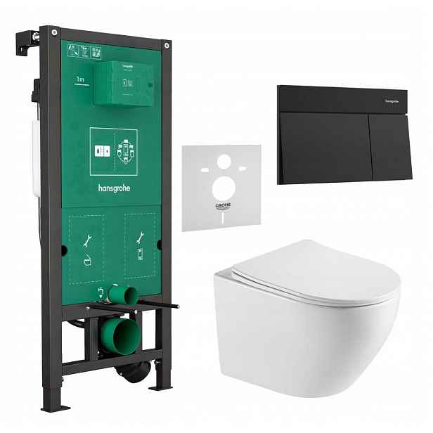 7v1 Podomítková Sada Wc Stelaz Hansgrohe iFrame, Wc Mísa Tornado Tlačítko