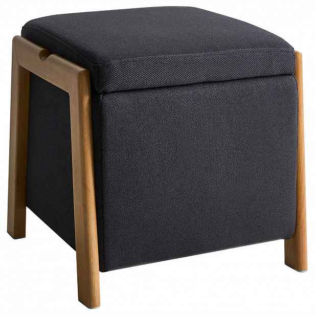 Beliani PUF s úložným prostorem Látka 45 cm Černý Edland