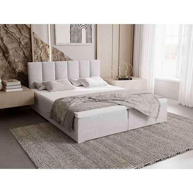 Čalouněná postel 180x200 ELSIE 4 s úložným prostorem - světle šedá