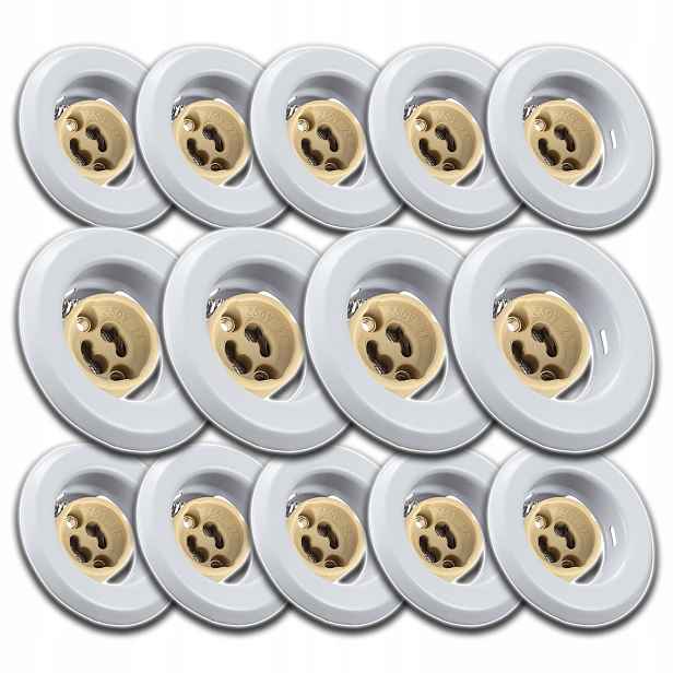 14xALUMINIOVÁ Podomítková Stropní Svítidla Barva Bílá Spojka Zásuvka GU10