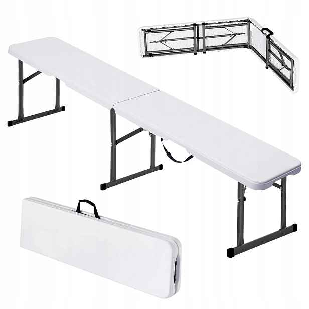 Zahradní cateringová lavice skládací do kufru 180 cm Hdpe silná bílá