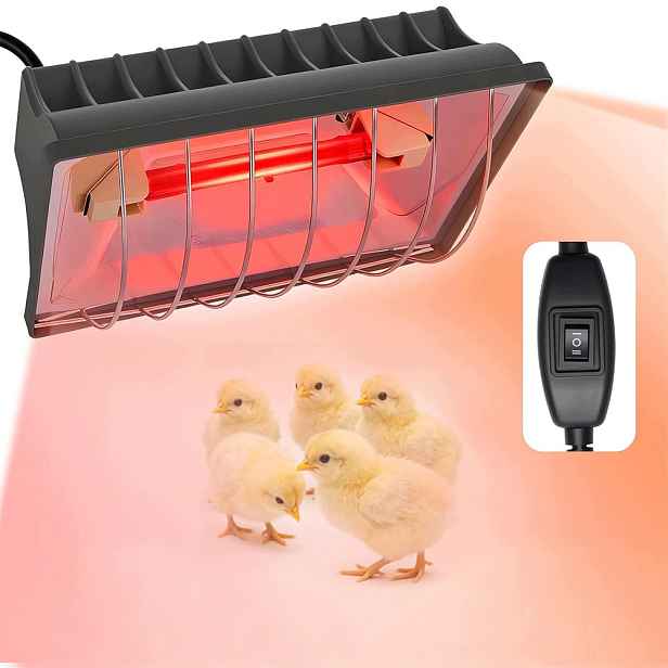 Topná lampa, umělá kvočna s ochrannou síťkou pro drůbež a plazy