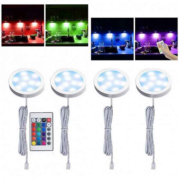 4ks Sada nábytkových oček nad pracovní deskou Led podskříňkové kuchyňské svítidlo 12V Rgb