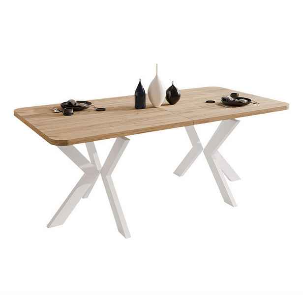 Idohome JÍDELNÍ STŮL DANTON rozkládací 200/100/76 cm, bílý / dub Kraft