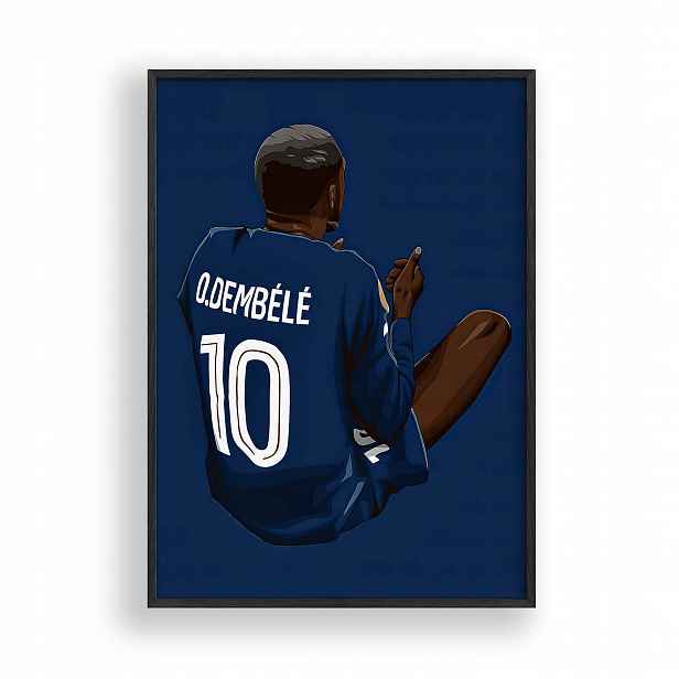 Obraz Ousmane Dembele Fotbalista Plakát Rámeček Dřevěný Černý 30x42 cm