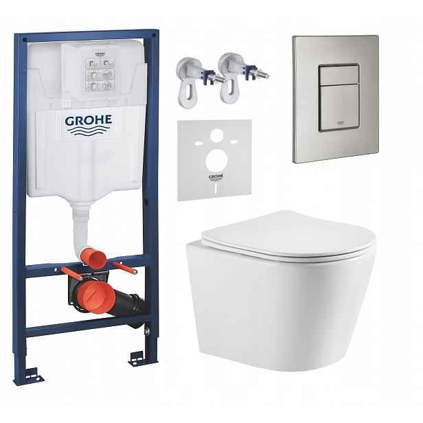 Podomítkový Wc set Grohe s mísou Jess a tlačítkem nerezová ocel matný