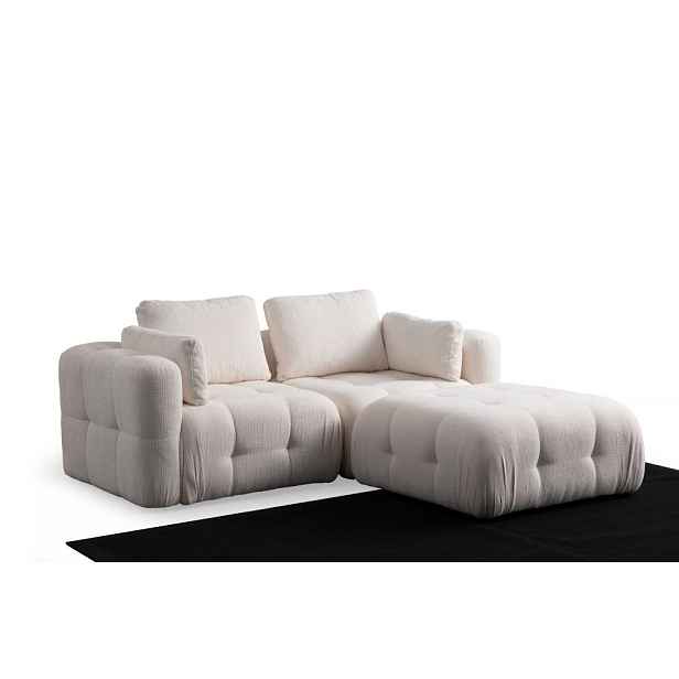 Rohová sedací souprava Amaris 2 Seater With Pouffe -White