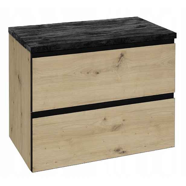 Sada závěsná koupelnová skříňka pod umyvadlo s černou deskou 60x50x46 cm