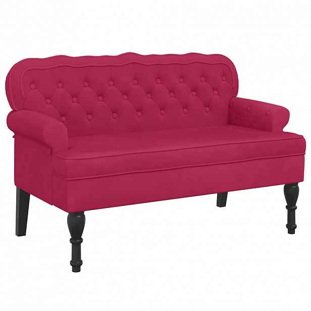 vidaXL Lavice s opěradlem vínová 119,5 x 64,5 x 75 cm samet