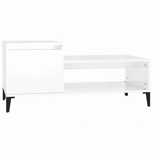 vidaXL Konferenční stolek lesklý bílý 100x50x45 cm kompozitní dřevo