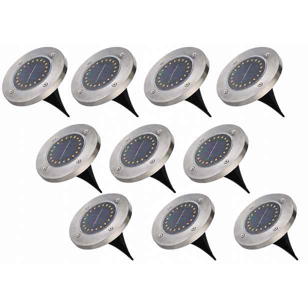 10 x Solární zahradní Led lampa Disk Sloupek 16led Zapichovací Ozdobná