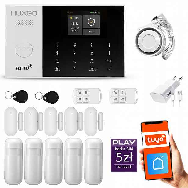 Bezdrátový alarm WiFi Gsm 4G, Tuya, sada alarmu Huxgo HXA005 R5D5