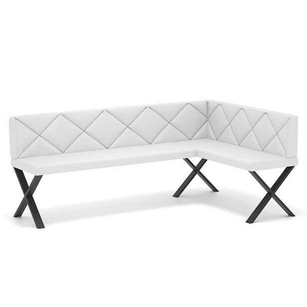 Idohome ROHOVÁ LAVICE VERO X pravá ekokůže prošívaná, 128/168 cm, bílá
