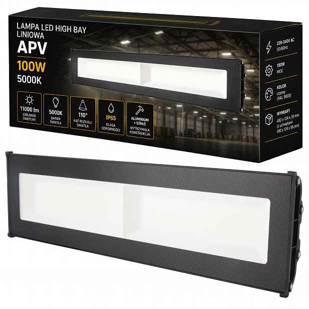 Led pracovní lampa lineární High bay 100W 5000K Extra Silná IP65