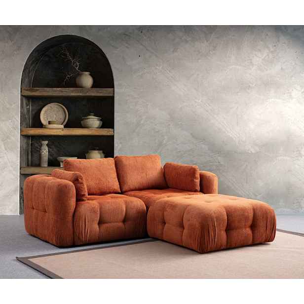 Rohová sedací souprava Amaris 2 Seater With Pouffe - Orange