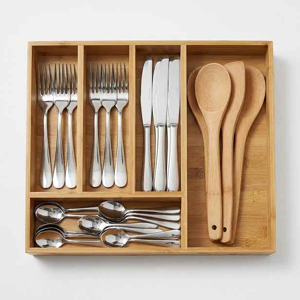 Goodhome Organizér do šuplíku, do kuchyně, příborník - NITAKI bambusový 51 x 43 cm