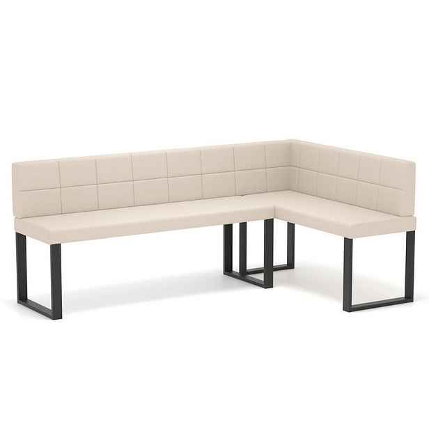 Idohome ROHOVÁ LAVICE SANA U pravá ekokůže prošívaná, 142/196 cm, béžová