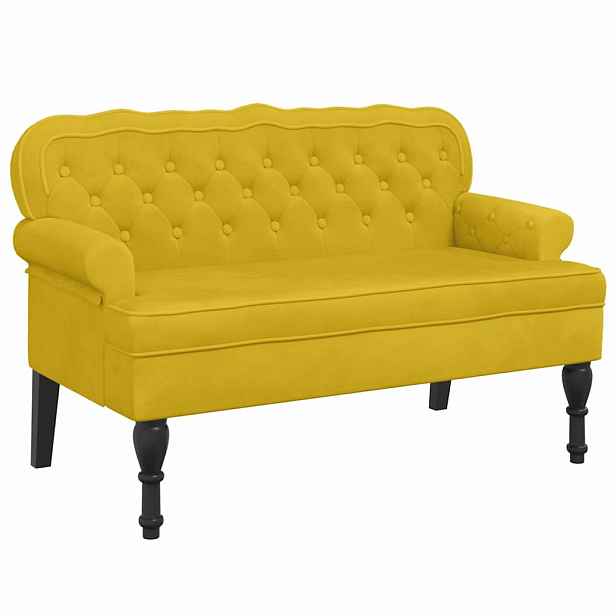 vidaXL Lavice s opěradlem žlutá 119,5 x 64,5 x 75 cm samet