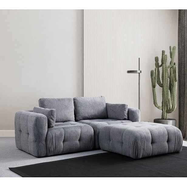 Rohová sedací souprava Amaris 2 Seater With Pouffe - Grey