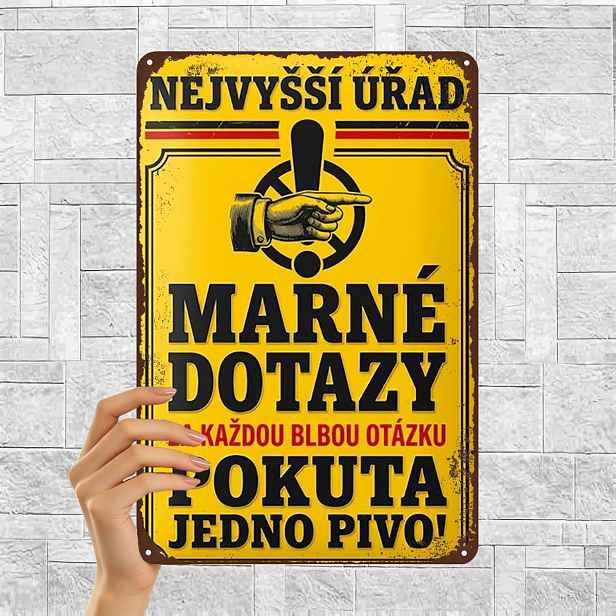 TEMU 2D Plochý, 2D Plochý 1 ks, Vintage Kovová Cedule „Neptej se na nic, jedno stačí!“ – Retro Český Styl Dekorační Umění 8×12 Palců, 2D Plochý
