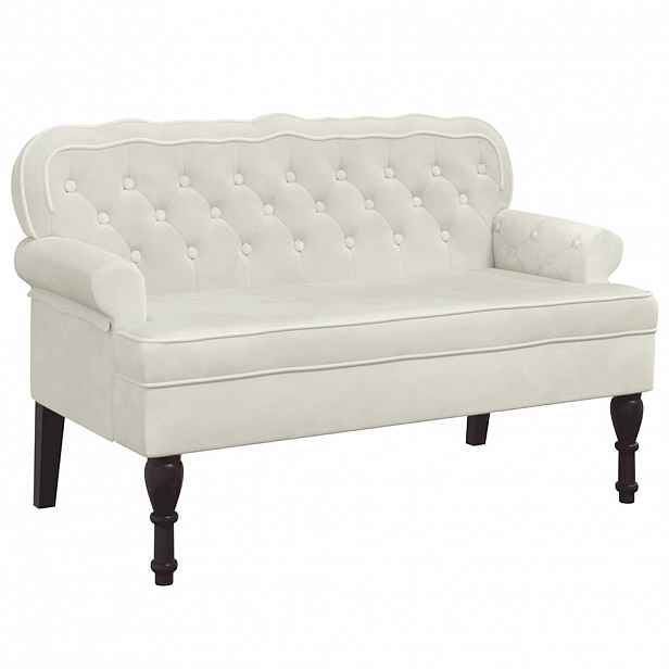 vidaXL Lavice s opěradlem krémová 119,5 x 64,5 x 75 cm samet