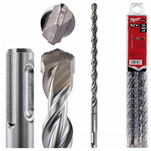 Vrtáky do betonu Sds Plus 10 x 150/210 mm 10 ks Milwaukee M2