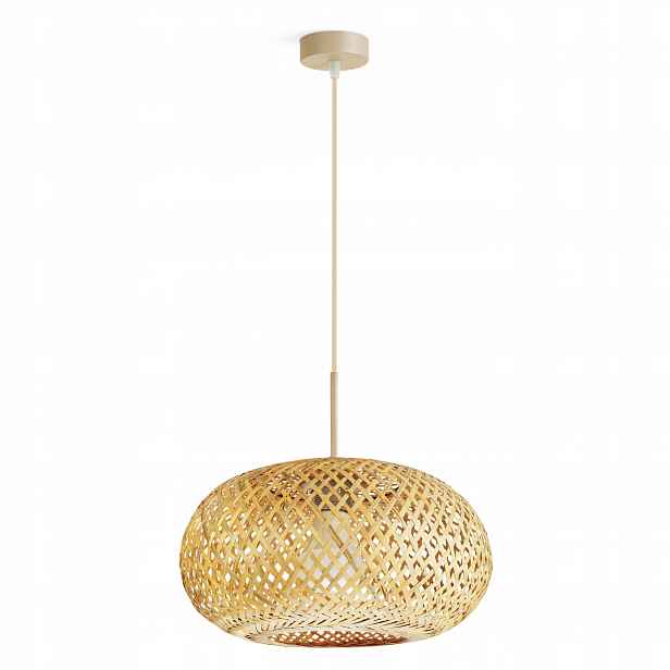 Závěsná lampa Rattan Béžová Boho E27 Velké stínítko Regulovatelná obývací pokoj Ložnice