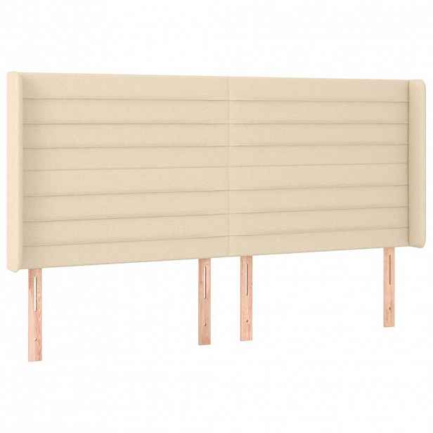 vidaXL Čelo postele typu ušák krémové 183x16x118/128 cm textil