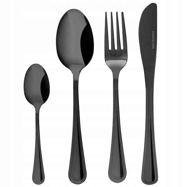 Elegantní sada 24 ks příborů pro 6 osob, černé
