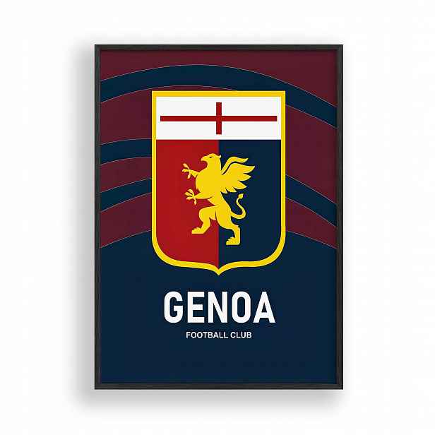 Obraz Genoa Cfc Herb klubu Plakát Rámeček Dřevěný Černý 30x42 cm