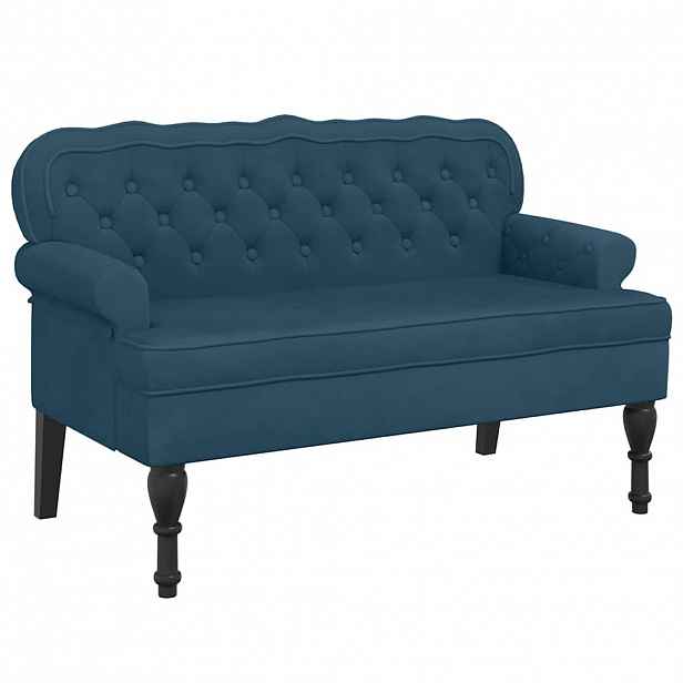 vidaXL Lavice s opěradlem modrá 119,5 x 64,5 x 75 cm samet